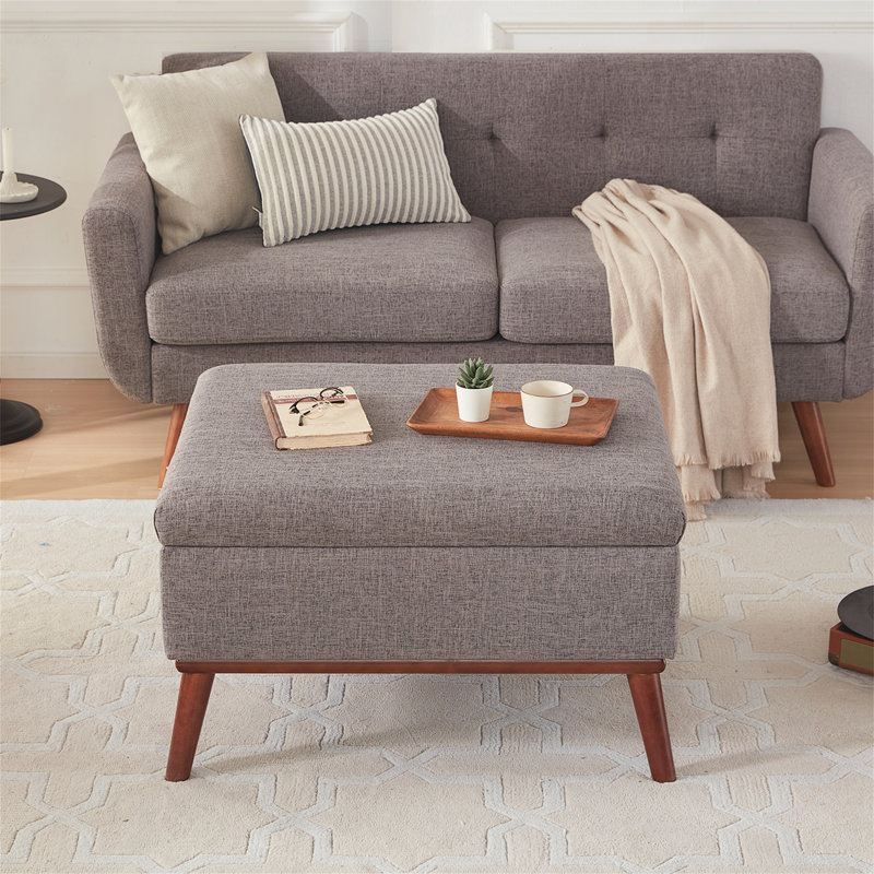 Audiohome Large Ottoman With Storage Mid Century Modern Rectangle Coffee Table With Lid Lifting Function And High Wooden Legs Oversized Storage Ottomans coffee table living room table Wayfair